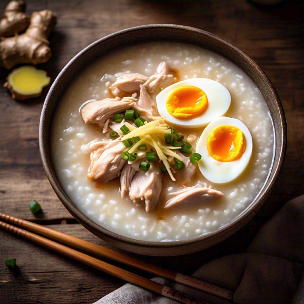 Un tazón de avena de huevo
