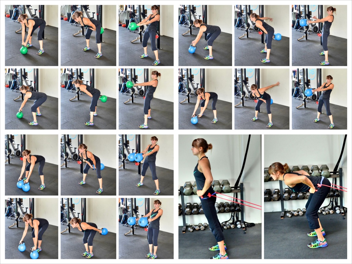 Swing de kettlebell en bloqueo de cadera