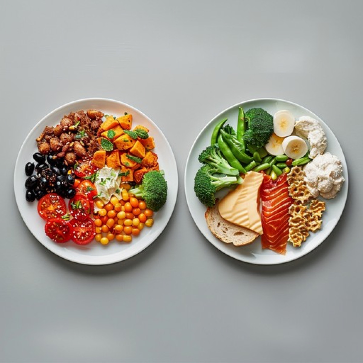 Dos platos de arroz con diferentes porciones
