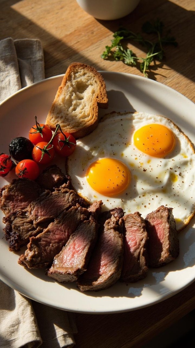 Carne de res y huevos
