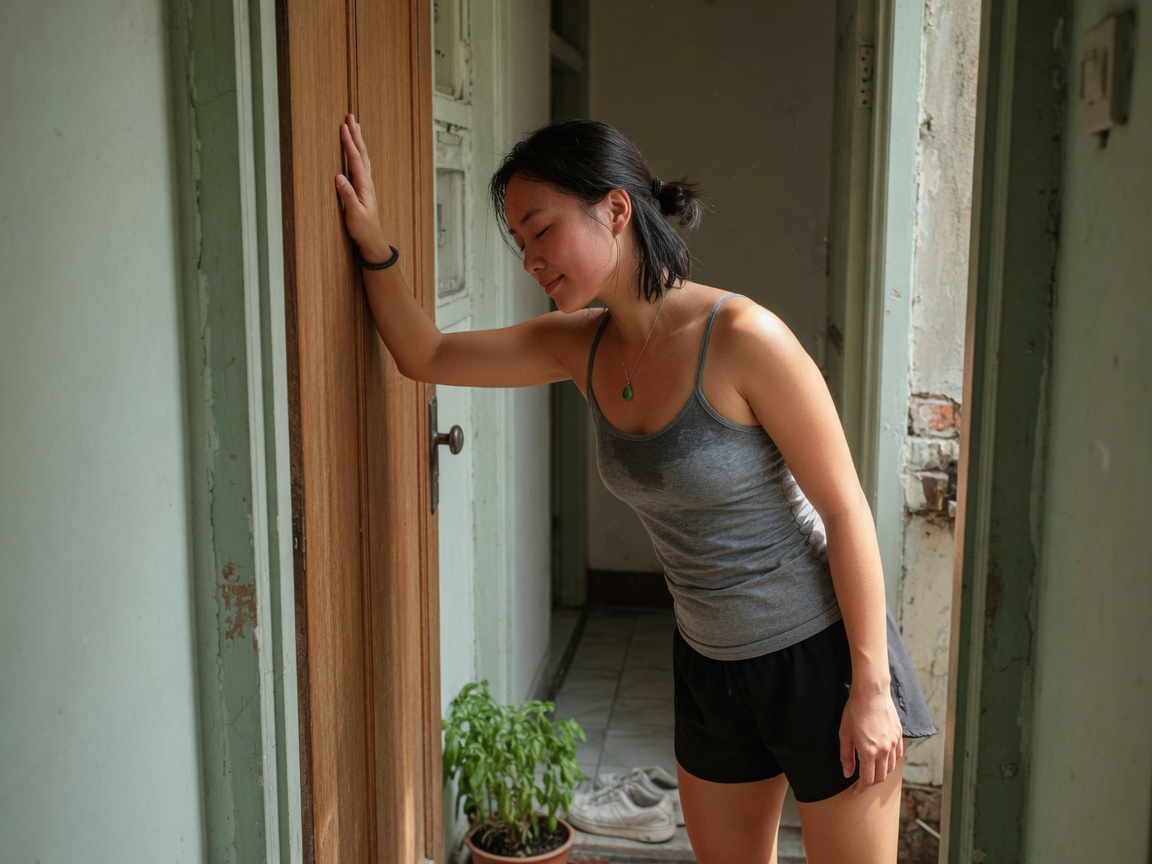 Estiramiento de isquiotibiales en una colchoneta de yoga después del entrenamiento
